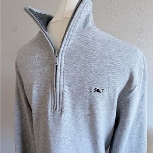 Vineyard Vines Men's Light Grey Half-Zip Sweater